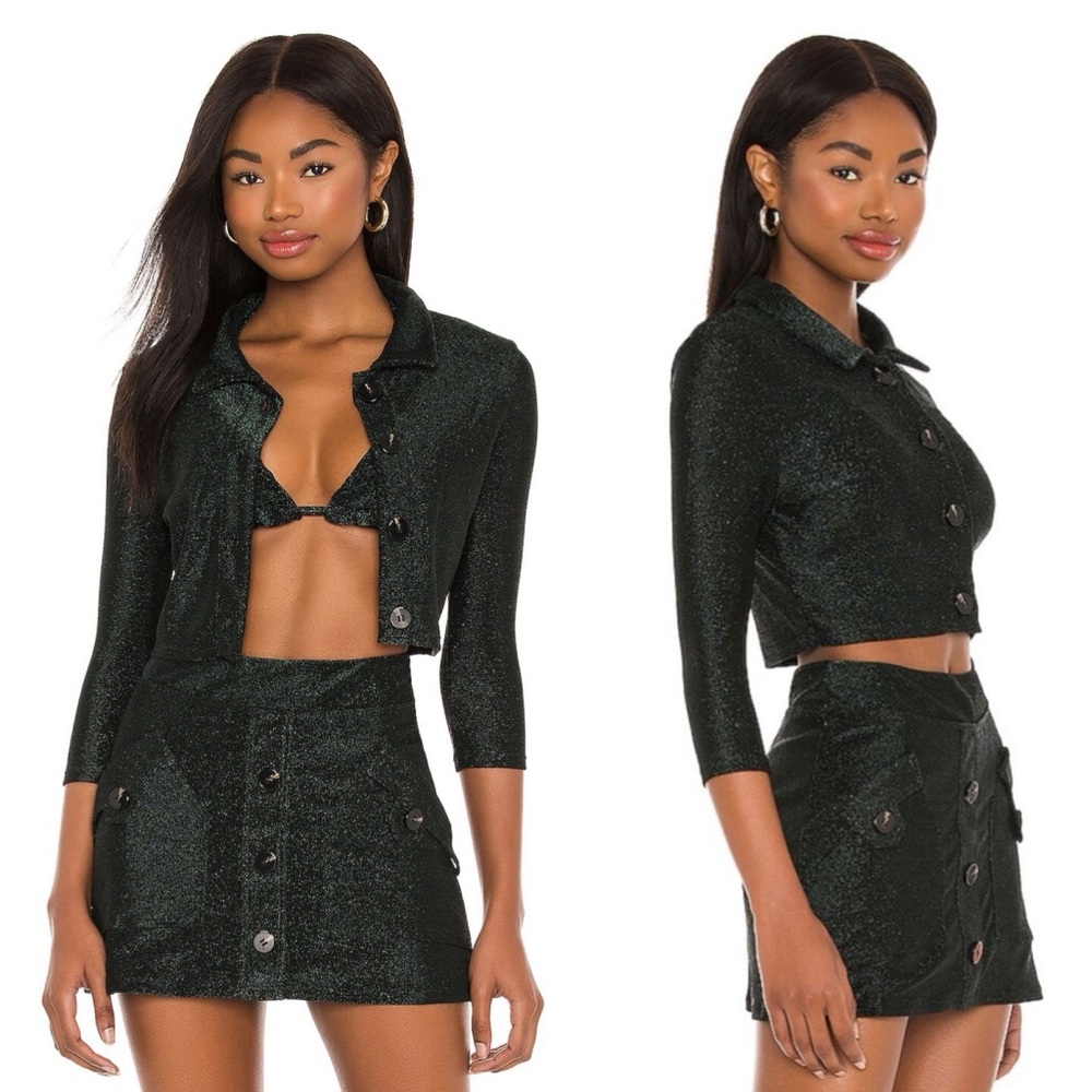 DEVON WINDSOR Lila Jacket Shimmering Midnight Green NWT